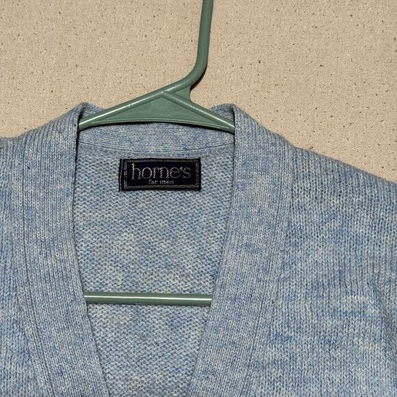 Vintage 1950s Horne’s For Men Blue Wool Cardigan Sweater Sz M Rockabilly Preppy - Picture 3 of 7